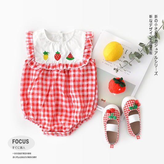 Cute Strawberry Baby Romper